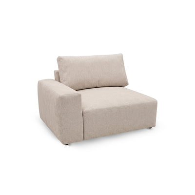 Module met armleuning van de Iskeli Plus-bank Crème Taupe (ARAGON 03) – module 128 × 109 cm, modulaire bank voor de woonkamer