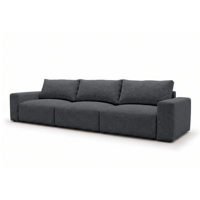 Modulaire bank Iskeli Plus 361 cm Donker Asgrijs (ARAGON 93), schuin aanzicht – bank met slaapfunctie in Aragon-stof