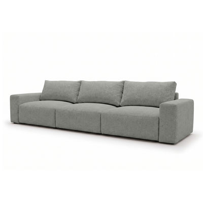Modulaire bank Iskeli Plus 361 cm Staalgrijs (ARAGON 83), schuin aanzicht – bank met slaapfunctie in Aragon-stof
