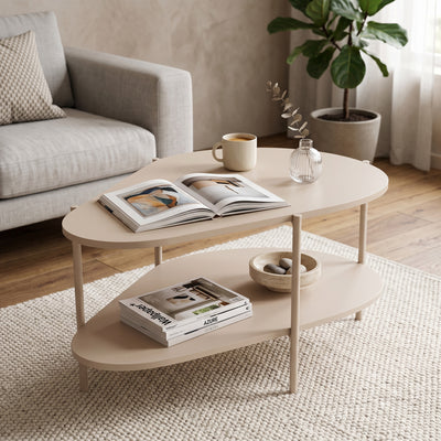 EKLIPSO-salontafel 90x45 met organische vorm in moderne stijl, kleur Kasjmier - in een interieur | Pillovely