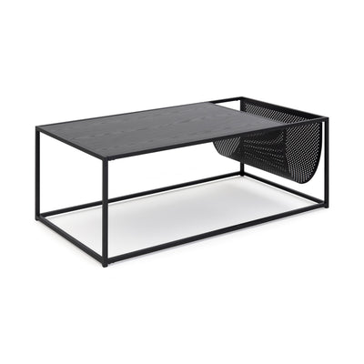 Skeleto-salontafel 110x60 met schuine rand aan de kant van het gaasvak – industriële salontafel