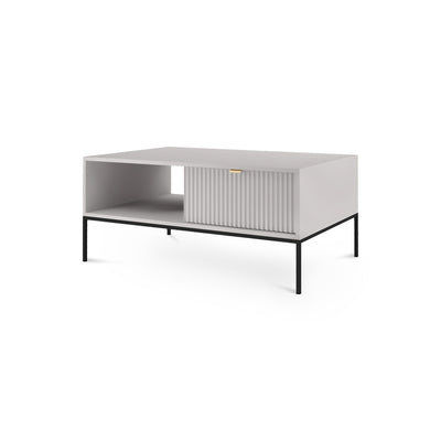 Roza Coffee Table 104x46 cm with Drawer, Modern Style – Gray, Black