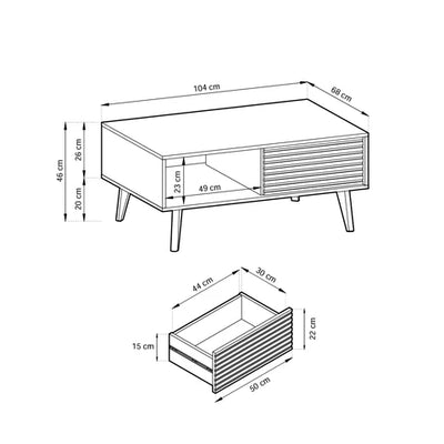Las Coffee Table 104x48 cm with Drawer, Loft Style – photo 6