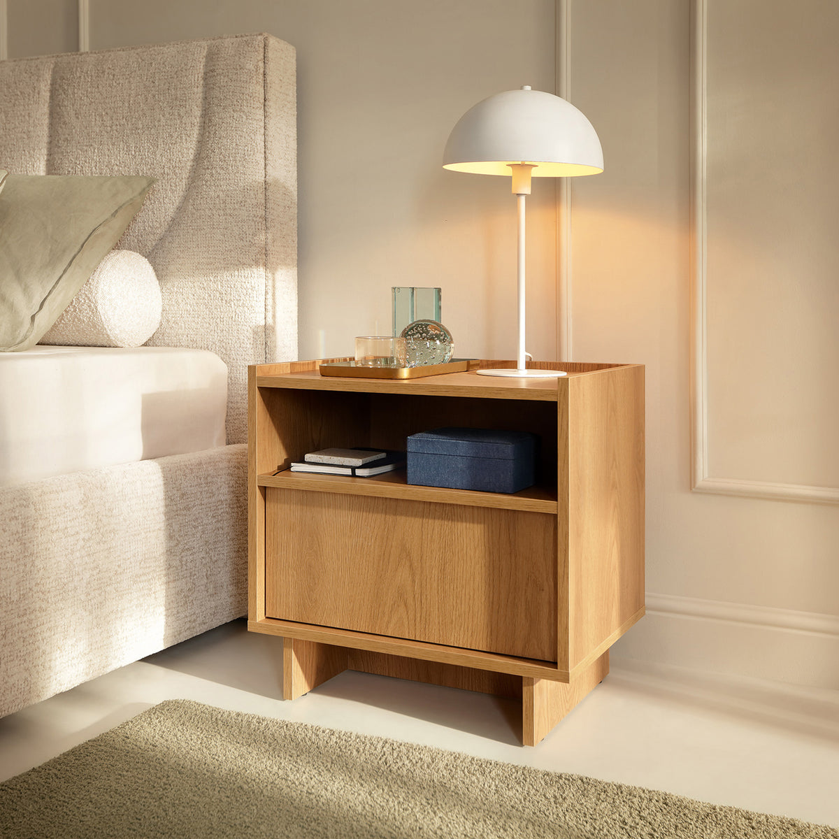 Kiyro Bedside Table with Drawer 50x51 cm, Japandi Style – photo 2