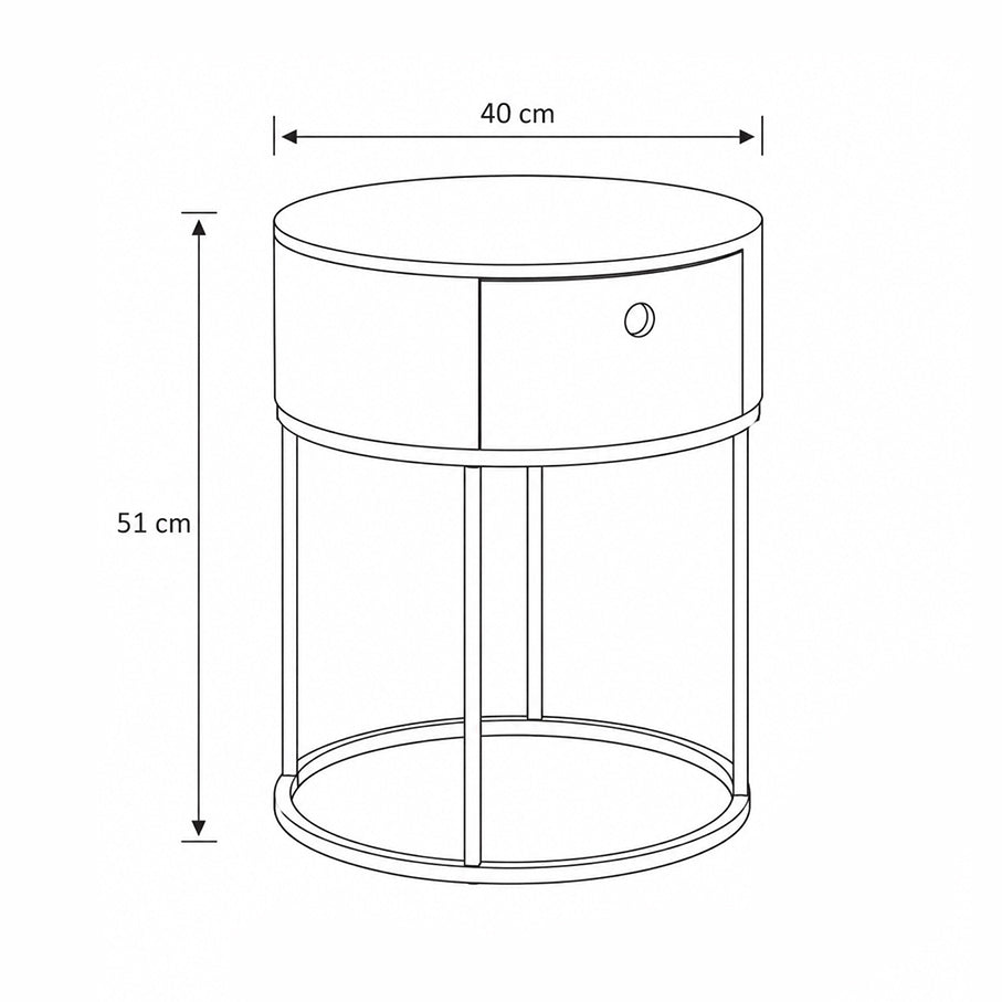 Ronda Round Bedside Table with a Drawer, Minimalist Style – photo 5