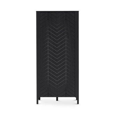 EKLIPSO-kast 90x197 met visgraatfronten in moderne stijl - kleur Zwart | Pillovely