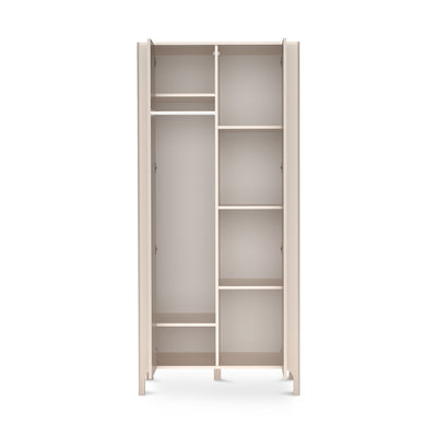 EKLIPSO-kast 90x197 met visgraatfronten in moderne stijl, kleur kasjmier - interieur na opening | Pillovely