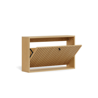Bambouz schoenenkast 72x43 met kantelbare voorkant – kantelbaar schoenenvak in eikenkleur