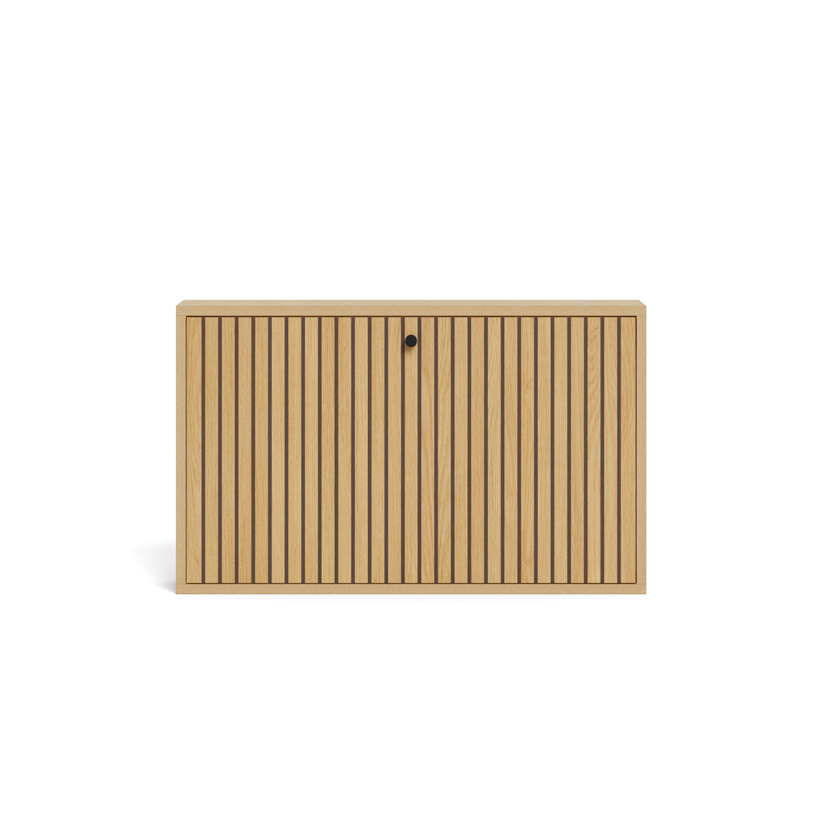 Bambouz schoenenkast 72x43 eiken – vooraanzicht van de gesloten lamellenfrontafwerking