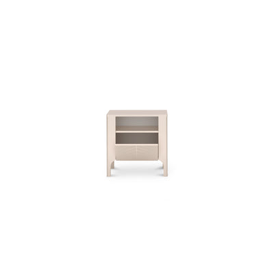 Nachtkastje EKLIPSO 54x57 met open nis in moderne stijl, kleur Kasjmier - interieur na opening | Pillovely