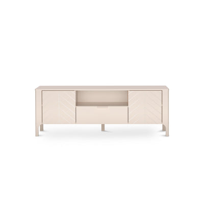 Tv-meubel EKLIPSO 160x57 met visgraatfronten in moderne stijl, kleur Kasjmier - vooraanzicht | Pillovely