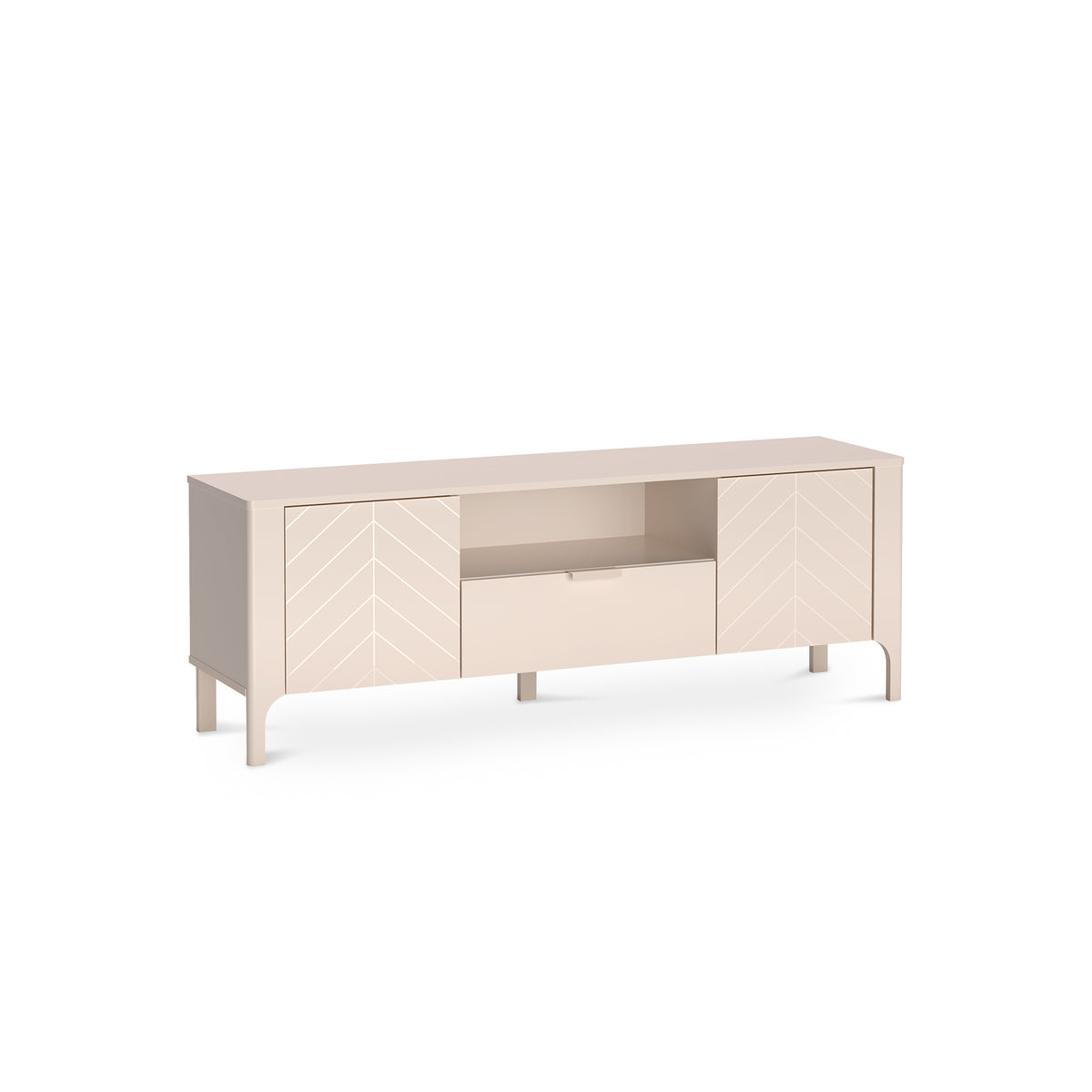 RTV-kast EKLIPSO 160x57 met visgraatfronten in moderne stijl, kleur Kasjmier - hoofdafbeelding | Pillovely