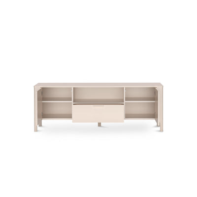 Tv-meubel EKLIPSO 160x57 met visgraatfronten in een moderne stijl, kleur Kasjmier - interieur na opening | Pillovely