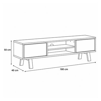 Lurisse tv-kast 180x50 – maatschets met breedte, hoogte en diepte