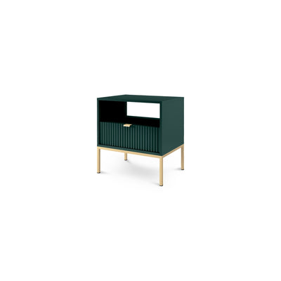 Roza Bedside Table with Drawer 54x56 cm, Glamour Style – Labrador Green, Golden