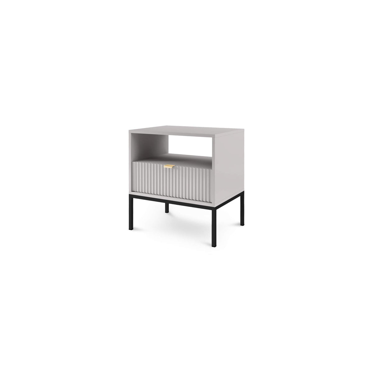Roza Bedside Table with Drawer 54x56 cm, Glamour Style – Gray, Black