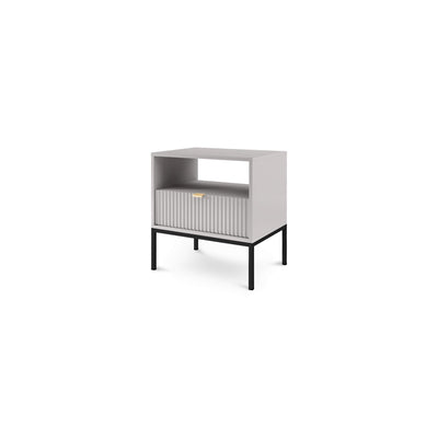 Roza Bedside Table with Drawer 54x56 cm, Glamour Style – Gray, Black