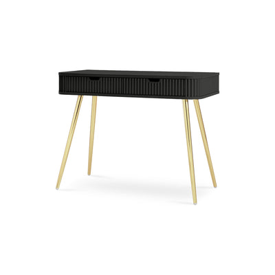 Eva Dressing Table with 2 Drawers 103x80 cm, Modern Style – Black, Golden