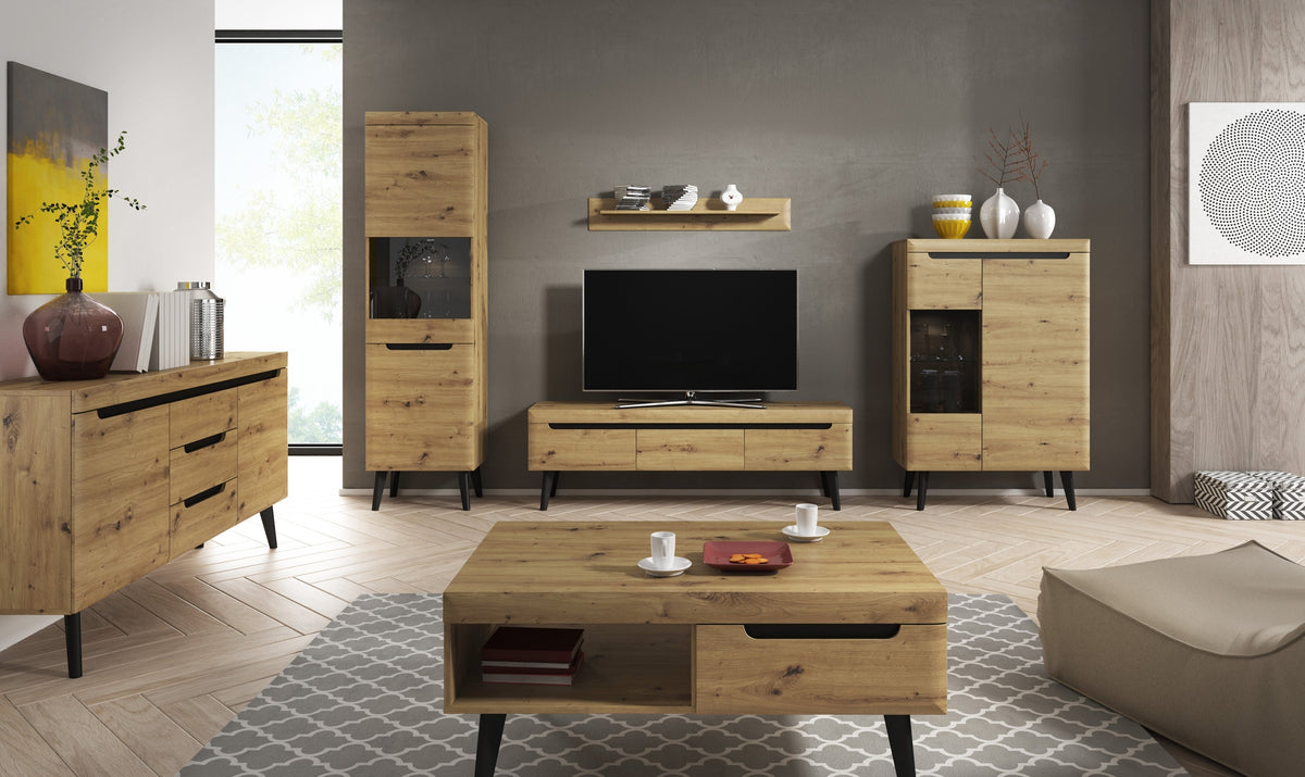 Trava Coffee Table 107x46 cm with Shelf, Modern Style – in a room setting