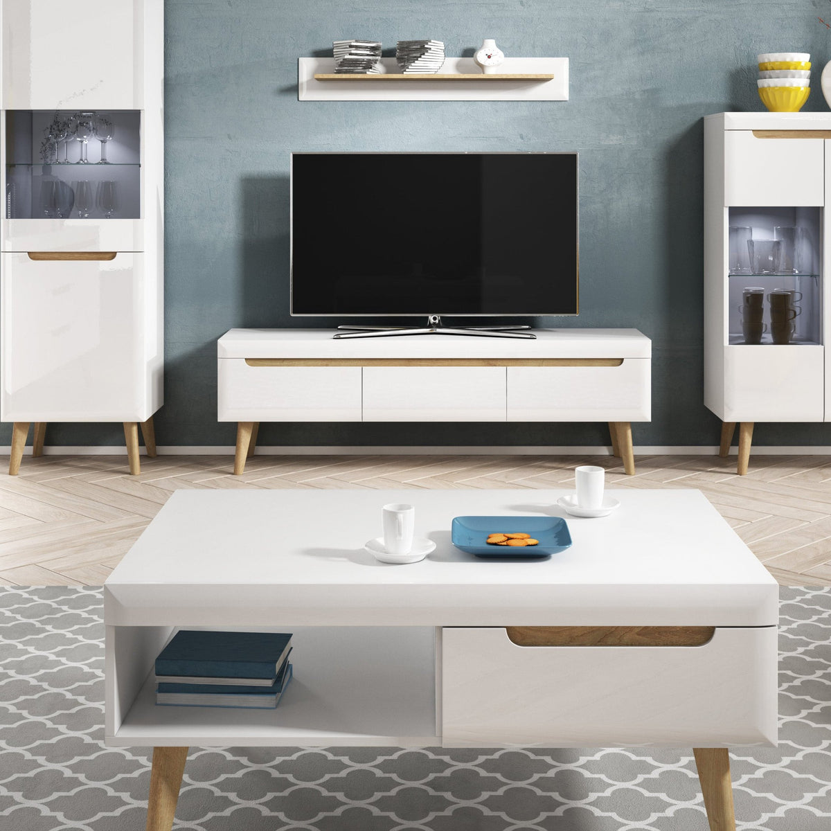Trava Coffee Table 107x46 cm with Shelf, Modern Style – photo 7