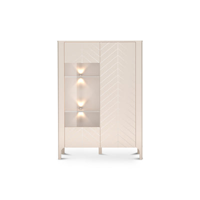 EKLIPSO 103x145 vitrine in moderne stijl, kasjmierkleur - vooraanzicht met ledverlichting | Pillovely