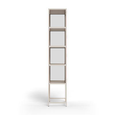 Vitrine Skeleto 77x186 grijze melamine aan de zijkant – slanke vitrine met een diepte van 35 cm voor in de eetkamer