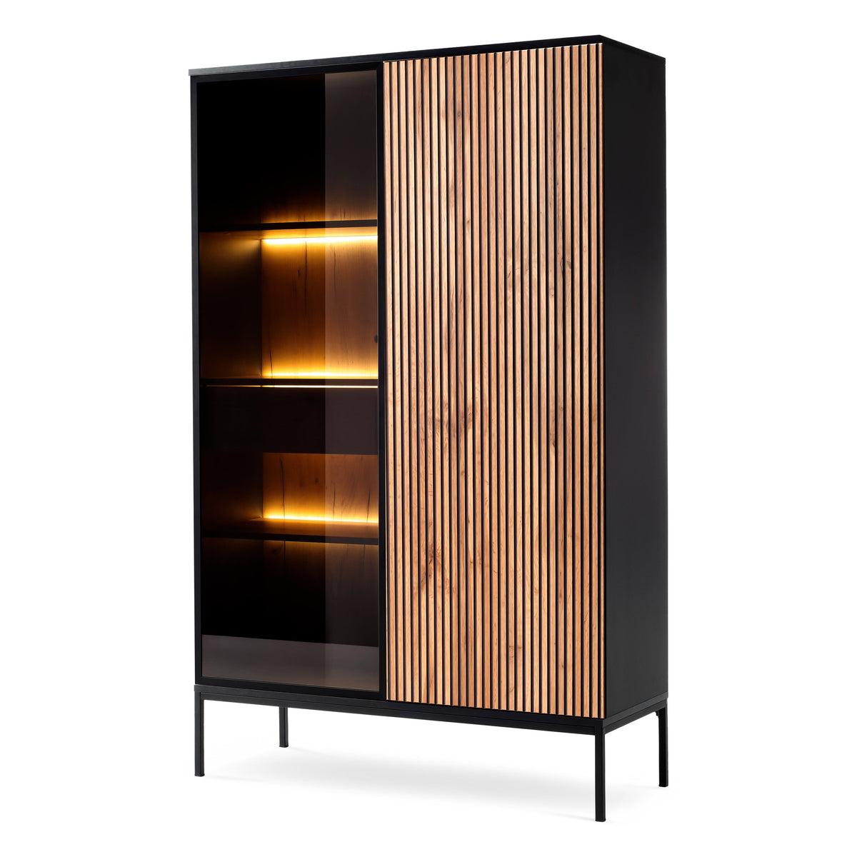 Lampy Sideboard with Doors and Drawer 104x166, Modern Style – Black