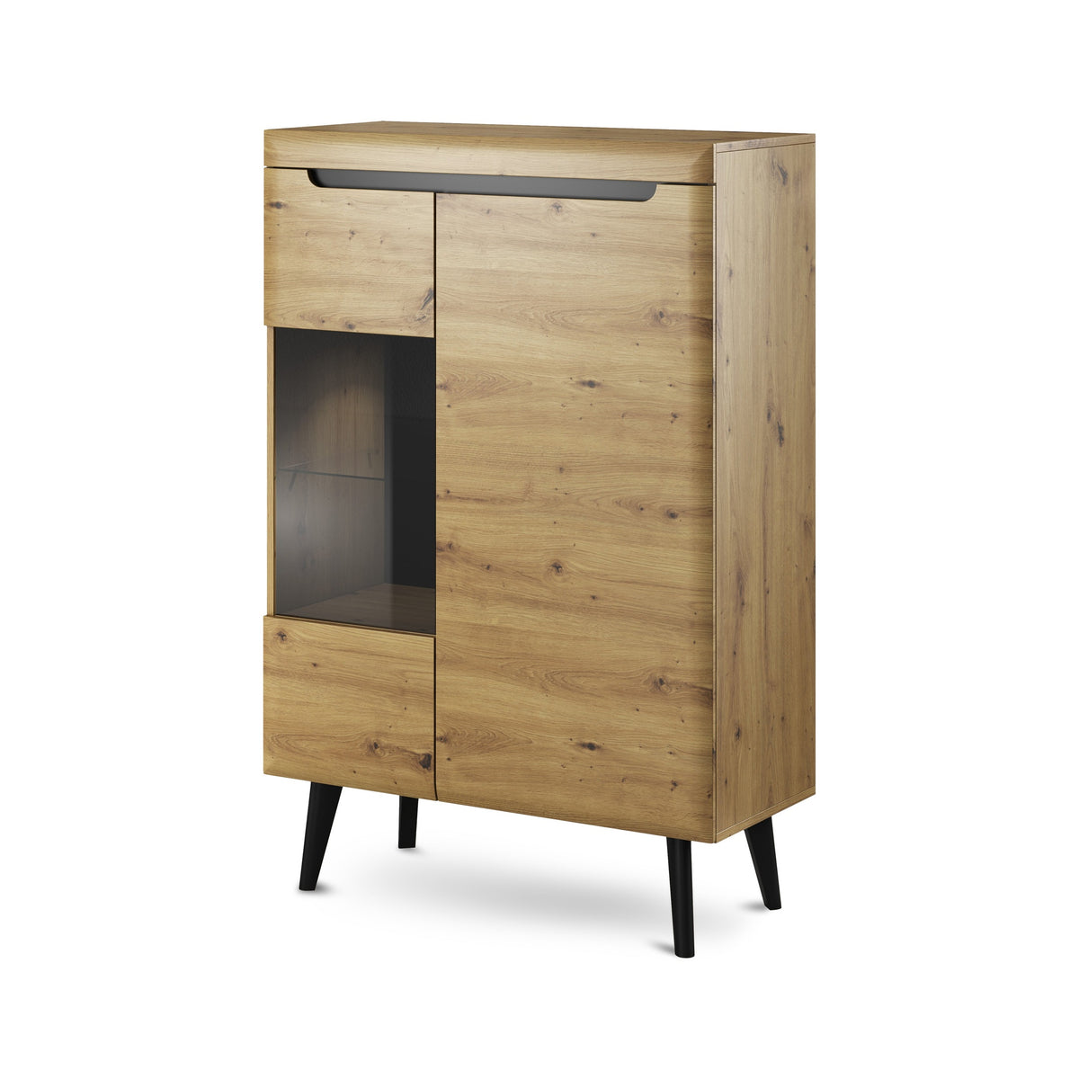 Trava Glass Display Cabinet 90x134 cm, Scandinavian Style – Artisan Oak