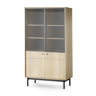 Sabi Glass Display Cabinet 104x185 cm, Japandi Style – Linea Oak