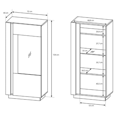 Armelia Glass Display Cabinet 72x154 cm, Modern Style – photo 5