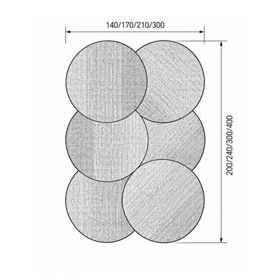 Berri-tapijt met een modern verloop- en rond patroon - tekening met afmetingen