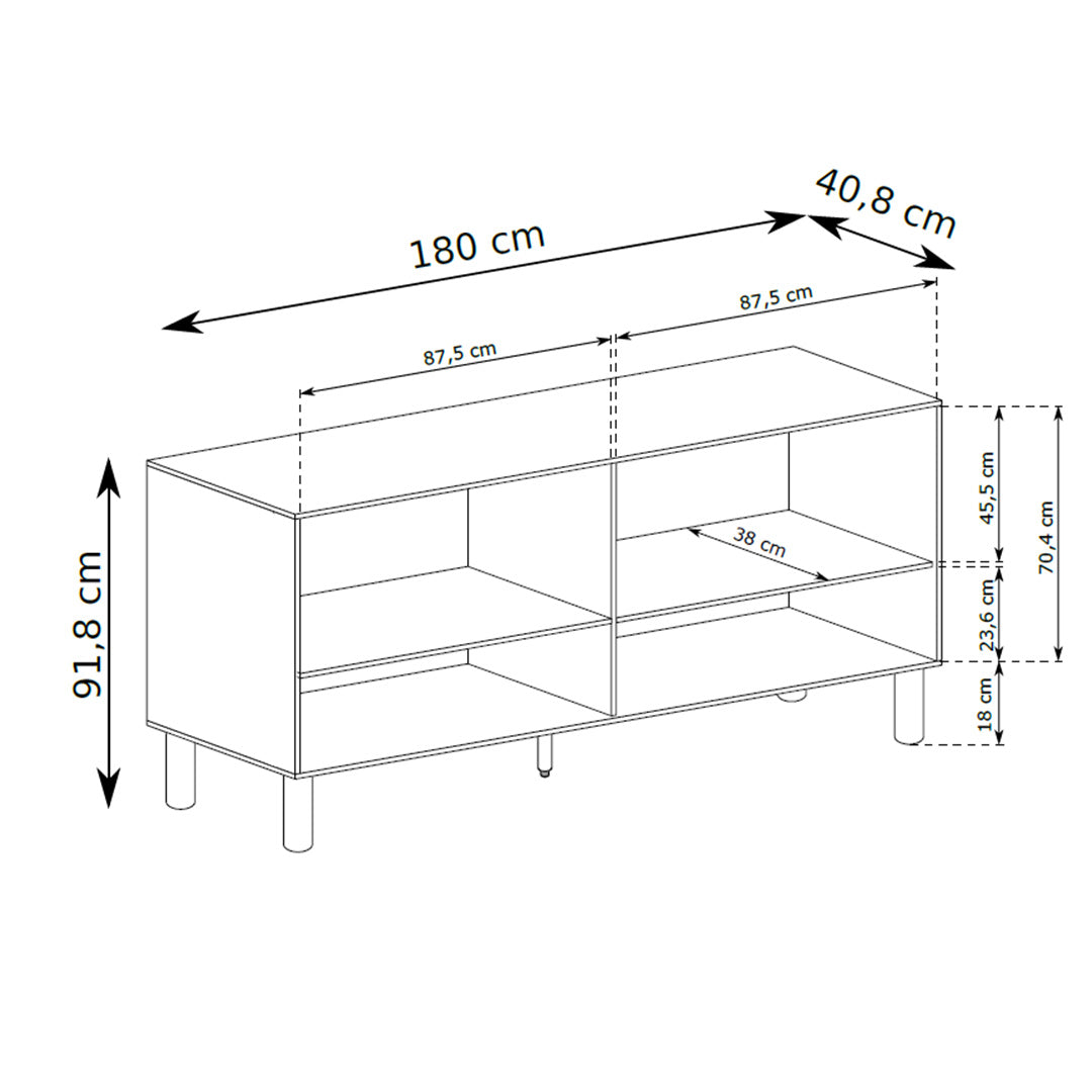 Fjord 4-door Sideboard 180x92, Scandinavian Style – dimensions drawing