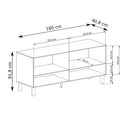 Fjord 4-door Sideboard 180x92, Scandinavian Style – dimensions drawing