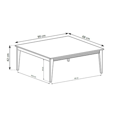 Serena Coffee Table 90x40 with Decorative Trim, Modern Classic Style – dimensions drawing