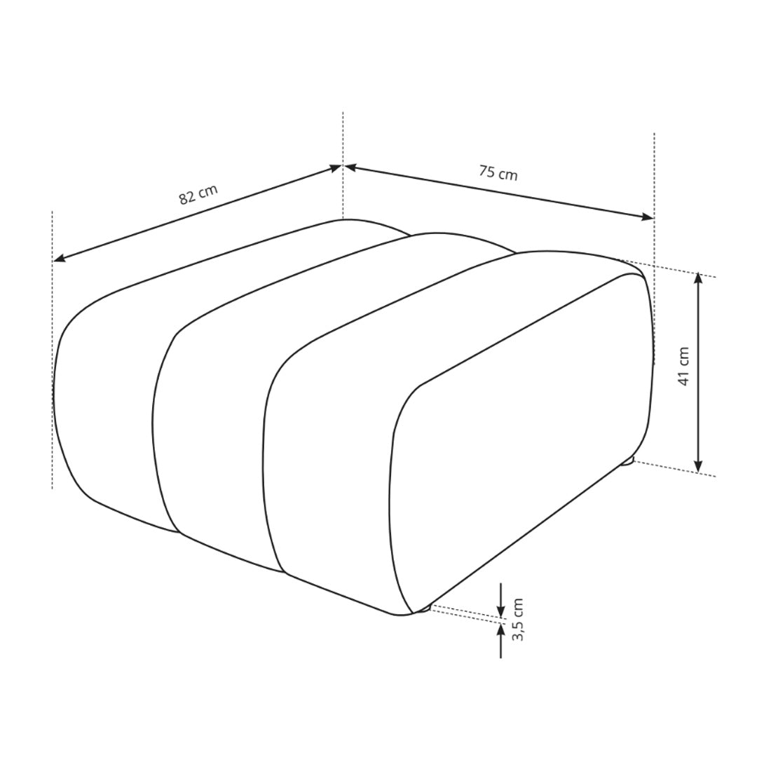 Baloa Relaxation Pouffe 82x41 cm, Organic Modern Style – dimensions drawing