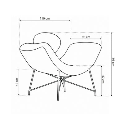 Lampardo Armchair, Glamour Style – dimensions drawing