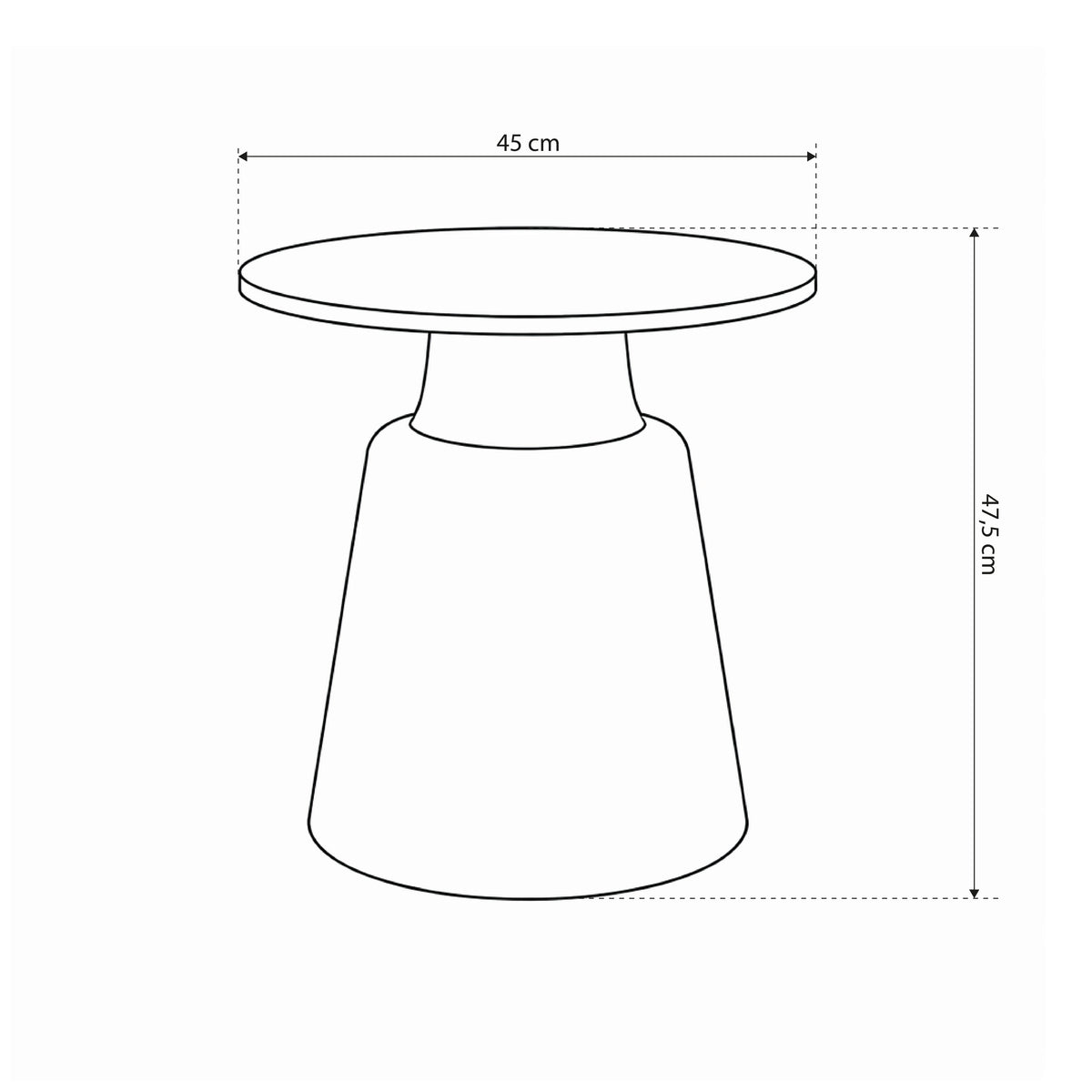 Fumor Round Coffee Table Ø45 cm, Modern Style – dimensions drawing