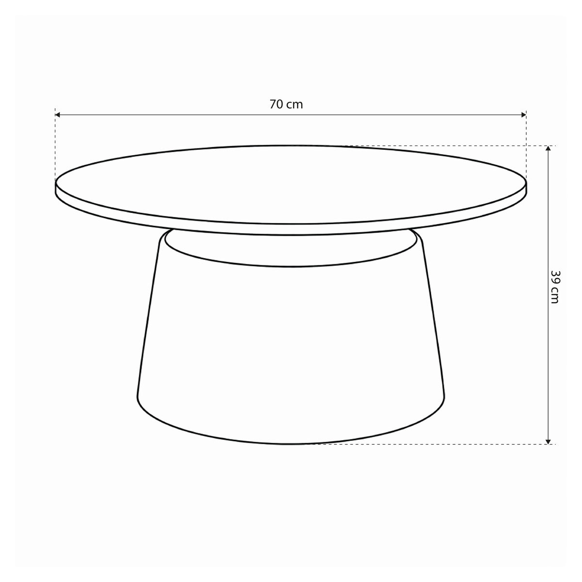 Fumor Round Coffee Table Ø70 cm, Modern Style – dimensions drawing