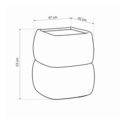 Puffra Bedside Table 47x53 Without Drawers, Minimalist Style – dimensions drawing