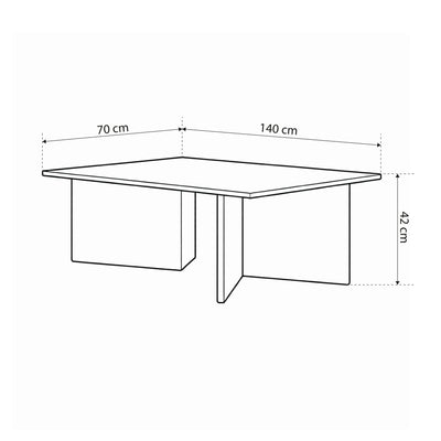 Plaris Coffee Table 140x42 cm, Elegant Style – dimensions drawing
