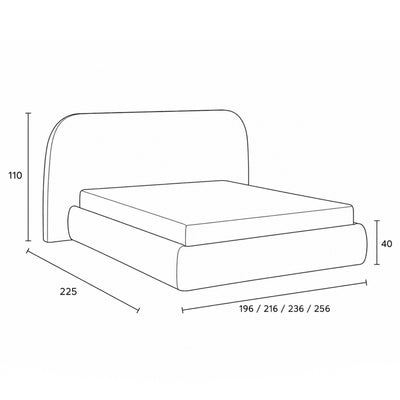 Frasspo Upholstered Ottoman Bed with Storage, Modern Soft Style – dimensions drawing