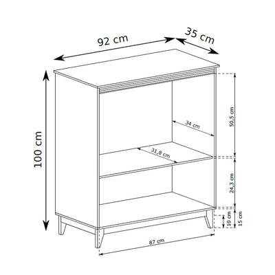 Serena-dressoir 92x100 voor de hal in klassieke stijl - tekening met afmetingen