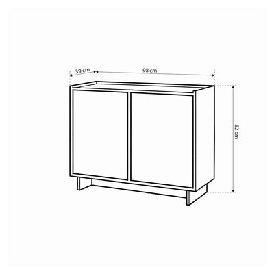 Kiyro Sideboard 98x82 with Shelves, Japandi Style – dimensions drawing