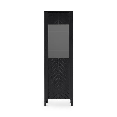 Hoge EKLIPSO-vitrinekast 60x197 met moderne beglazing - kleur Zwart | Pillovely