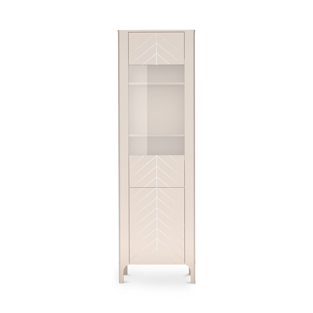 Hoge EKLIPSO-vitrinekast 60x197 met beglazing in moderne stijl, kleur Kasjmier – vooraanzicht | Pillovely