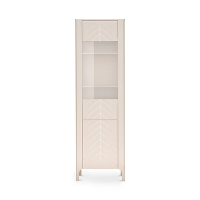 Hoge EKLIPSO-vitrinekast 60x197 met beglazing in moderne stijl, kleur Kasjmier – vooraanzicht | Pillovely