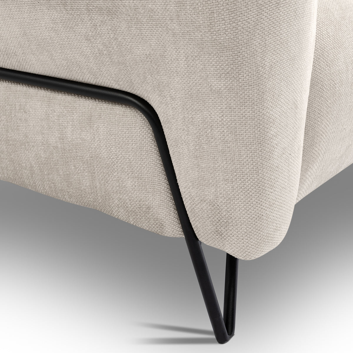 Nellia 2 Seater Sofa for Living Room, Soft Style, Storm Fabric – close-up of details and texture
