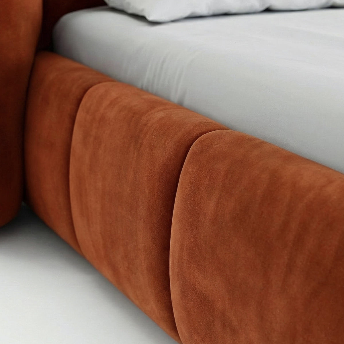 Ventara Upholstered Ottoman Bed with Vertical Tufting and Storage, Soft Modern Style – close-up of details and texture